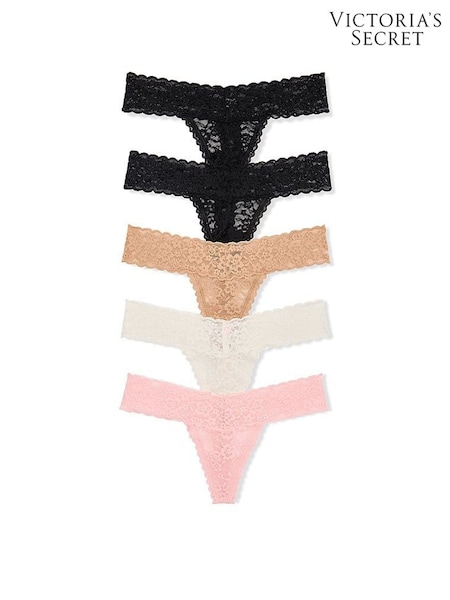 Black/Nude/White/Pink - Victoria's Secret 5 Pack Lace Knickers