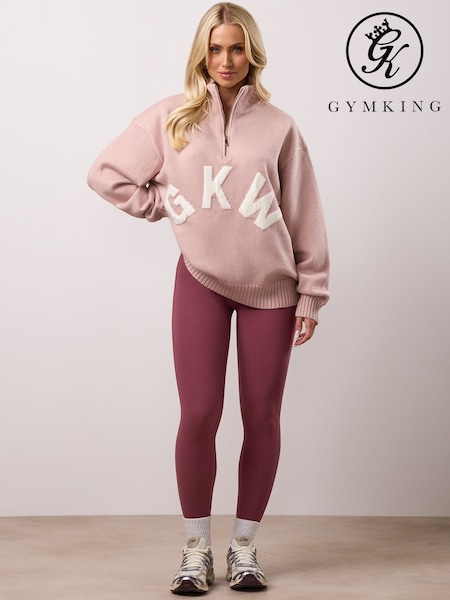 Pink - Gym King Restore 1/4 Zip Funnel Shadow Jumper