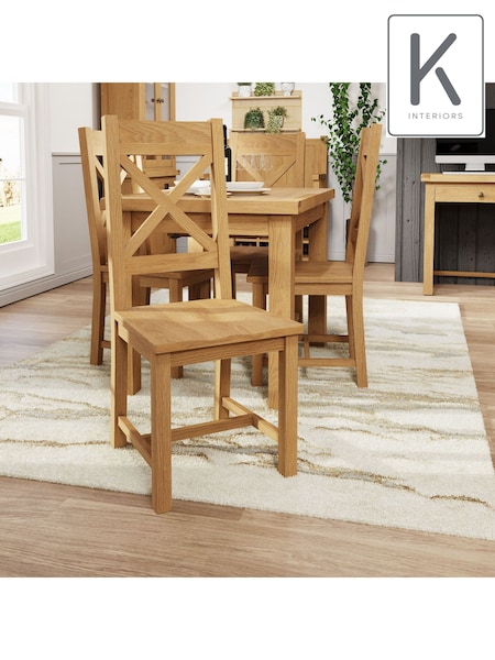 K Interiors Oak Canterbury Solid Wood Cross Back Chair With Wooden Seat (637702) | £365