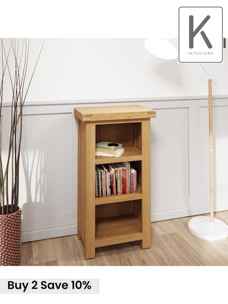 K Interiors Oak Canterbury Solid Wood Narrow Bookcase (638026) | £240