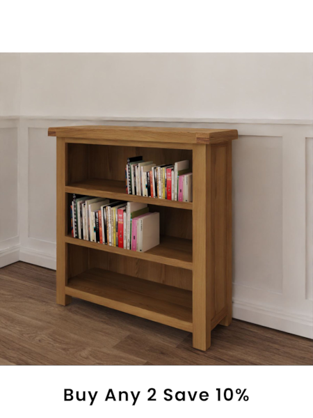 K Interiors Oak Canterbury Solid Wood Small Bookcase (638370) | £335