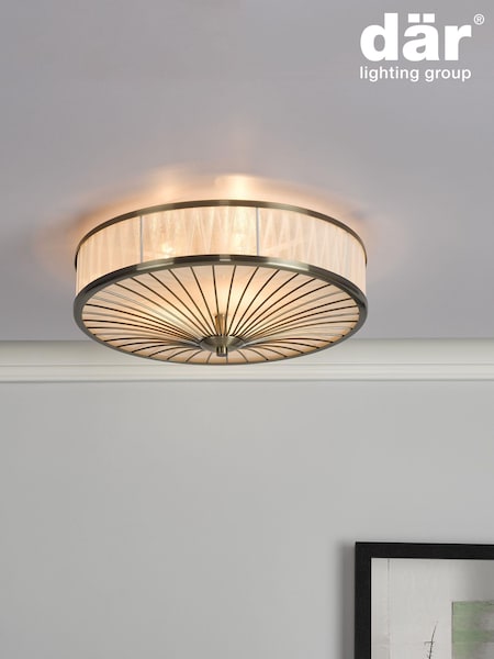 Dar Lighting Brass Oslo 3 Light Flush Fitting Ceiling Light (638419) | £80