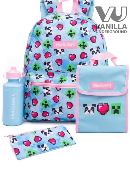 Vanilla Underground Blue Minecraft Girls Creeper 4 Piece Backpack Set (638469) | £33