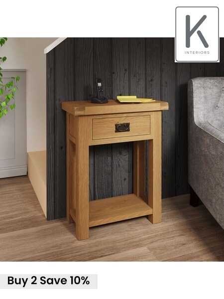 K Interiors Oak Canterbury Solid Wood Telephone Table (638501) | £240