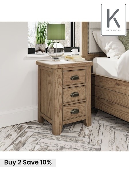 K Interiors Smoked Oak Embleton Solid Wood Large Bedside Cabinet (638571) | £230