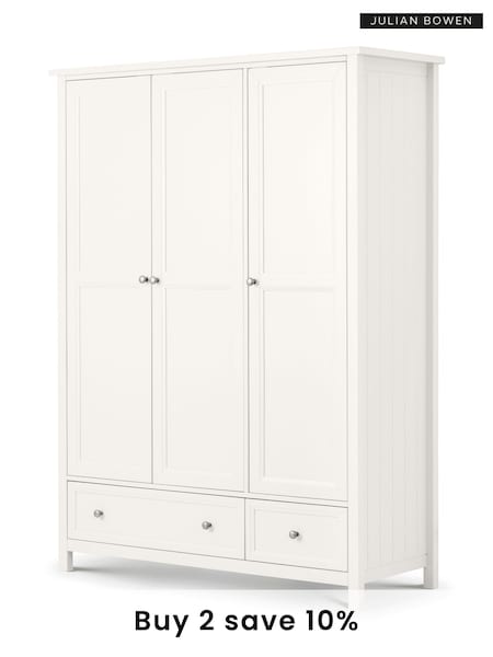 Julian Bowen Surf White Maine Triple, 2 Drawers Wardrobe (638620) | £745