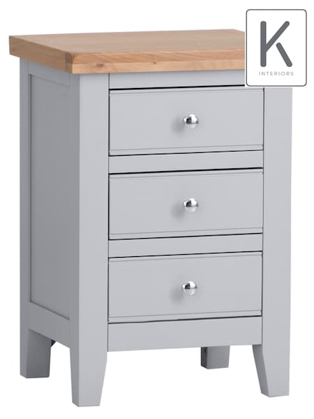K Interiors Grey Oak Windsor Solid Wood Large Bedside Cabinet (639339) | £195
