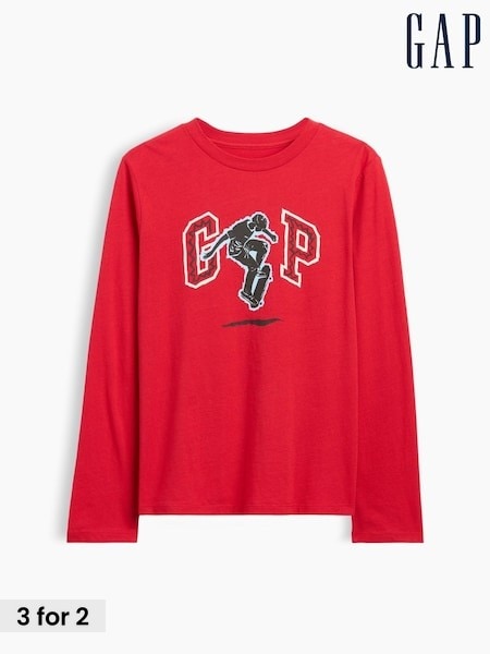 Red Skater - Gap Logo Graphic Long-sleeve T-shirt (4-13yrs)