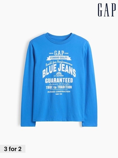 Blue - Gap Logo Graphic Long-sleeve T-shirt (4-13yrs)