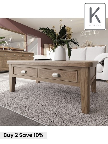 K Interiors Smoked Oak Embleton Solid Wood Large Coffee Table (639510) | £585