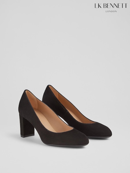 LK Bennett Black Winola Suede Round Toe Courts (639530) | £199