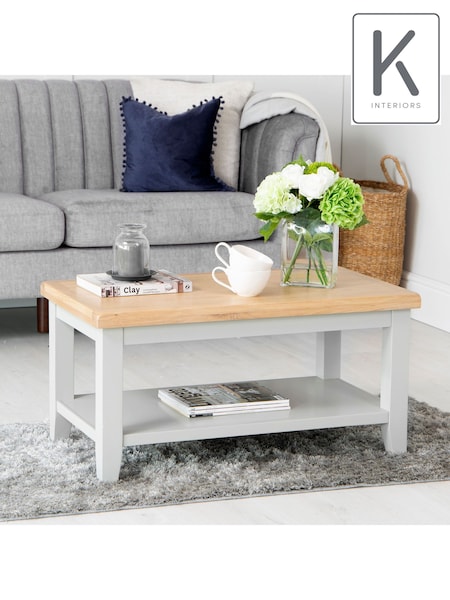 K Interiors Grey Oak Windsor Solid Wood Small Coffee Table (639562) | £250