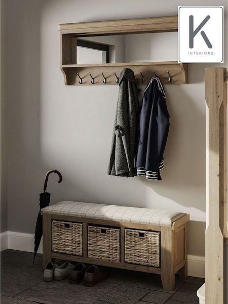 K Interiors Smoked Oak Embleton Solid Wood Hall Bench Top (639698) | £260