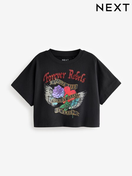 Black Tattoo Stud Graphic T-Shirt (3-16yrs) (639766) | £5 - £7
