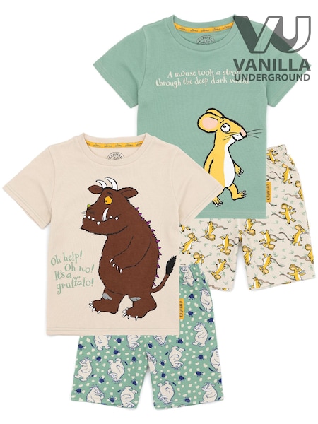 Vanilla Underground Green Gruffalo Kids Licensing 100% Cotton Pyjamas 2 Packs (639782) | £26