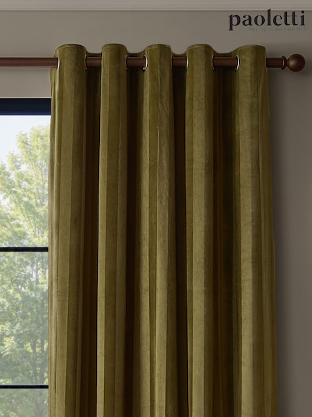 Paoletti Regency Stripe Velvet Lined Eyelet Curtains