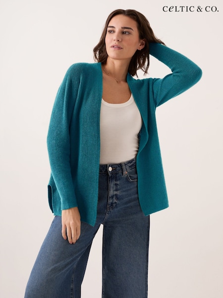 Green - Celtic & Co. Studio Longline Ribbed Cardigan