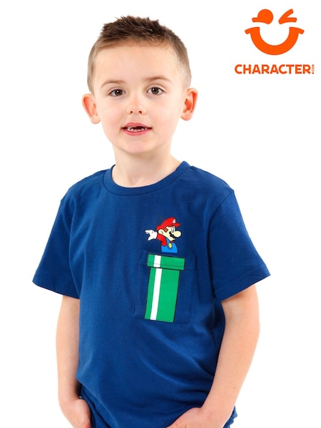 Character Blue Super Mario 100% Cotton T-Shirt (640333) | £14