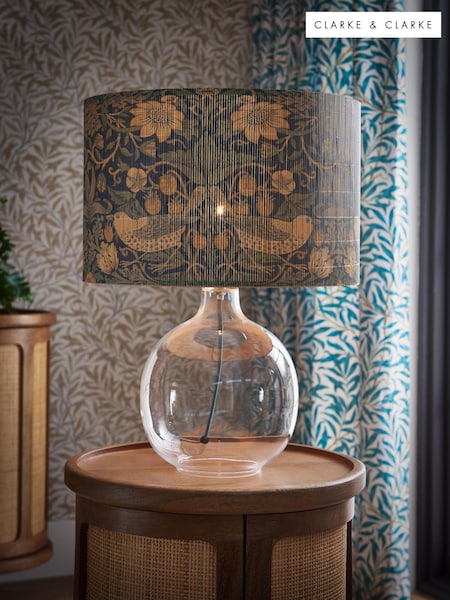 Clarke and Clarke Clear/Blue Strawberry Thief Table Lamp (640402) | £75