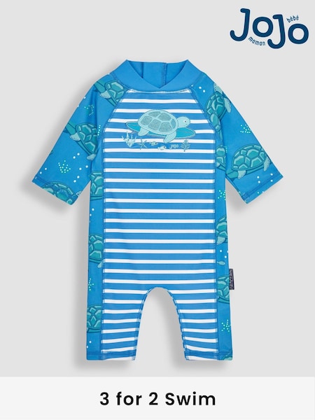 JoJo Maman Bébé Aqua Blue UPF 50 1-Piece Sun Protection Suit (640523) | £24