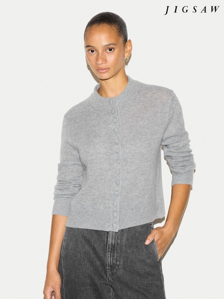 Grey - Jigsaw Merino Cashmere Cardigan
