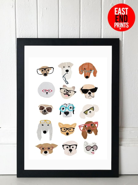 Black Dogs in Glasses by Hanna Melin Framed Print (641151) | £50 - £130
