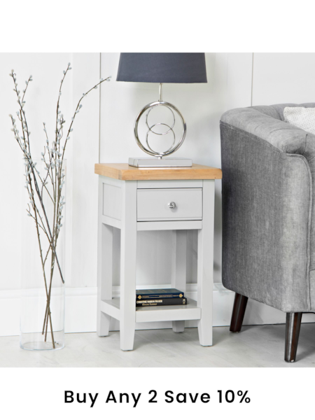 K Interiors Grey Oak Solid Wood Windsor Lamp Table (641348) | £195