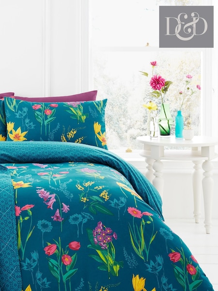 Dreams & Drapes Blue Ingrid Floral Duvet Cover And Pillowcase Set (641548) | £18 - £35