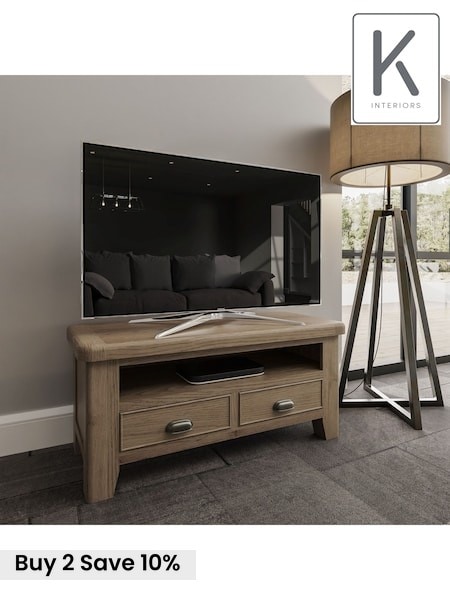 K Interiors Smoked Oak Embleton Solid Wood Standard TV Unit (641750) | £425