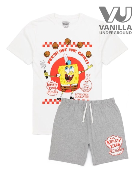Vanilla Underground White Mens Spongebob Short Pyjamas (641781) | £25