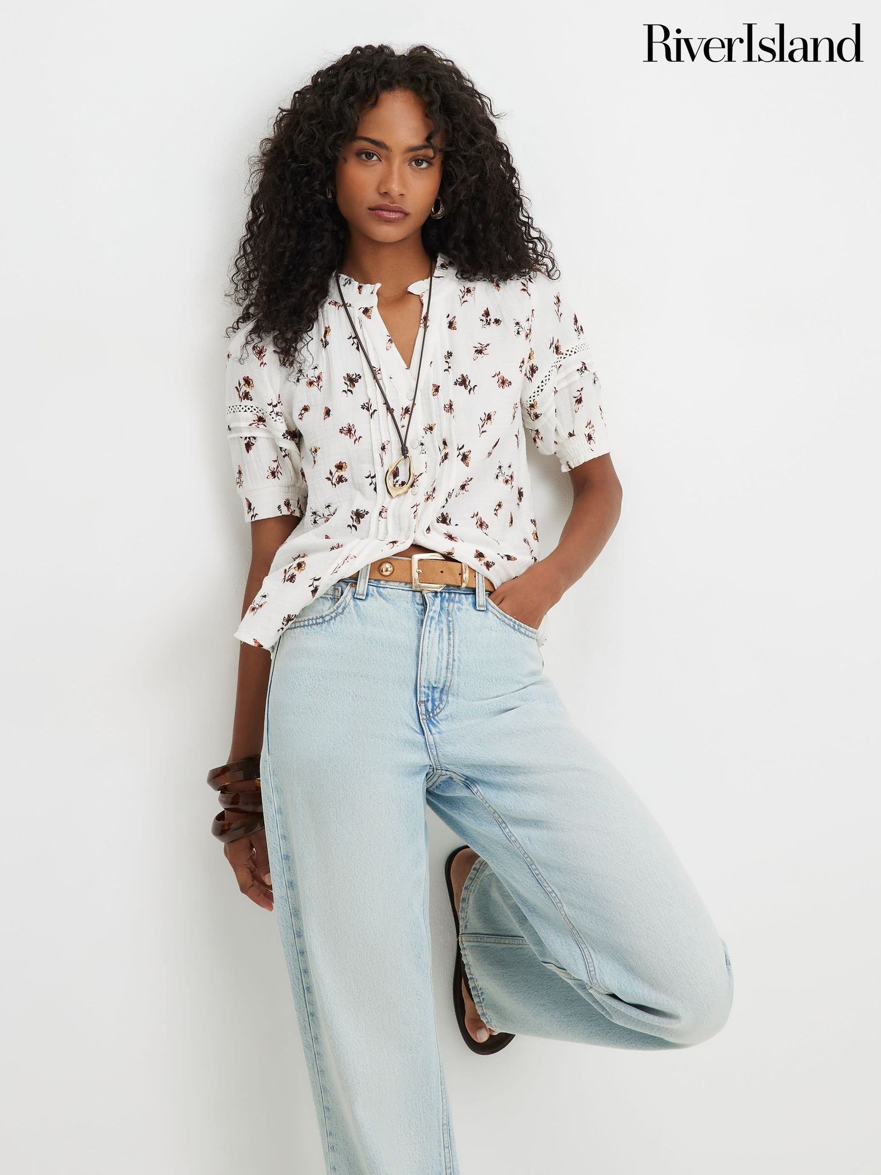 Buy Women's Cream Puff Sleeve Tops Online | Next UK