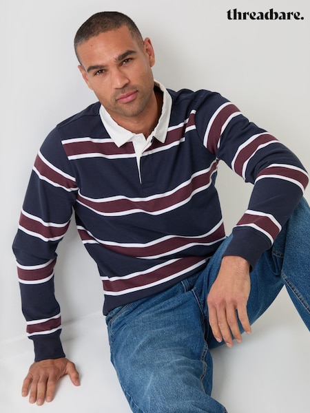 Blue - Regular Threadbare Regular Fit Cotton Rugby Polo Shirt
