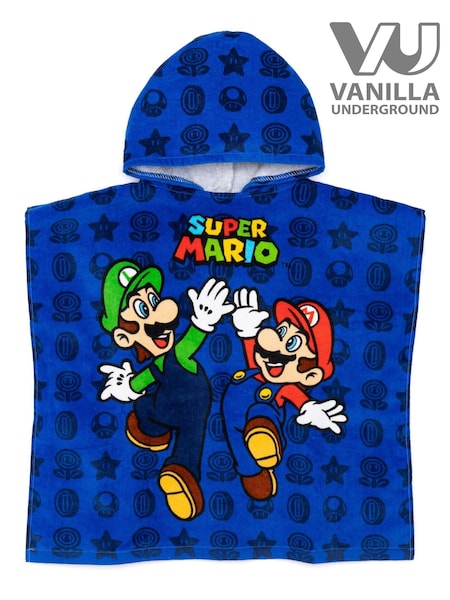 Vanilla Underground Blue Super Mario 100% Cotton Character Towel Poncho (642363) | £20