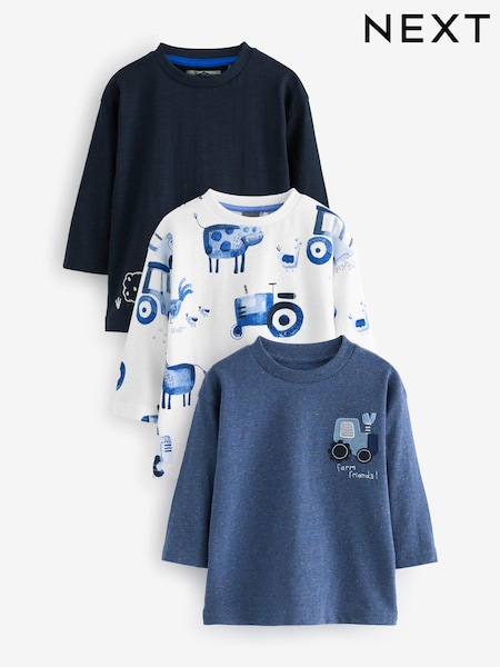 Blue Farm Long Sleeve T-Shirts 3 Pack (3mths-7yrs) (642853) | £18 - £22
