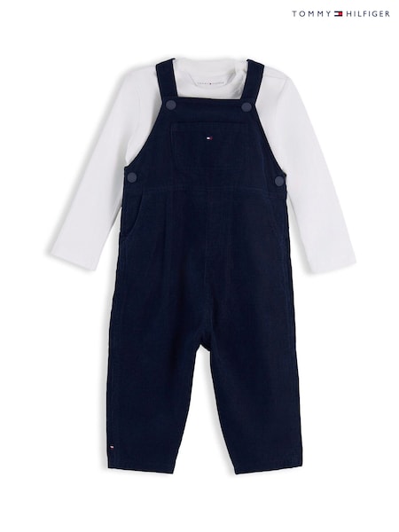 Blue - Tommy Hilfiger Relaxed Corduroy Dungarees Set