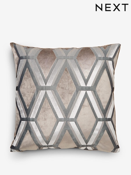 Light Grey Collection Luxe Velvet Geo 50 x 50cm Cushion (644577) | £30