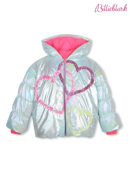 Blue - Billieblush Hooded Puffer Jacket
