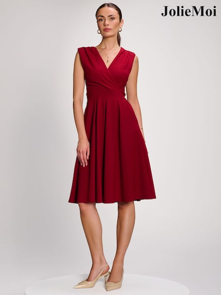 Red - Jolie Moi Plain Sleeveless Midi Dress