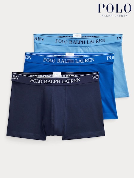Polo Ralph Lauren Blue/Navy Stretch Cotton Boxers 3 Pack (645871) | £45