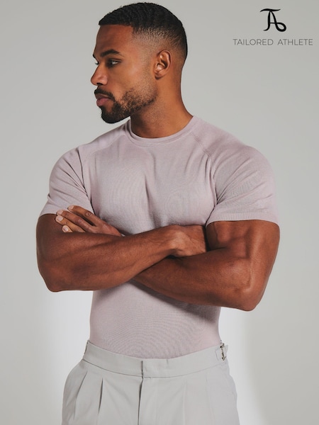 Pink - Regular Tailored Athlete Muscle Fit Fine Gauge Knitted T-shirt