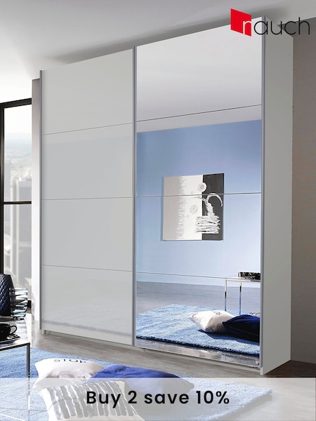 Rauch Grey Courtney Glass and Mirror Sliding Semi 1.8m Sliding Fitted Wardrobe (647004) | £737