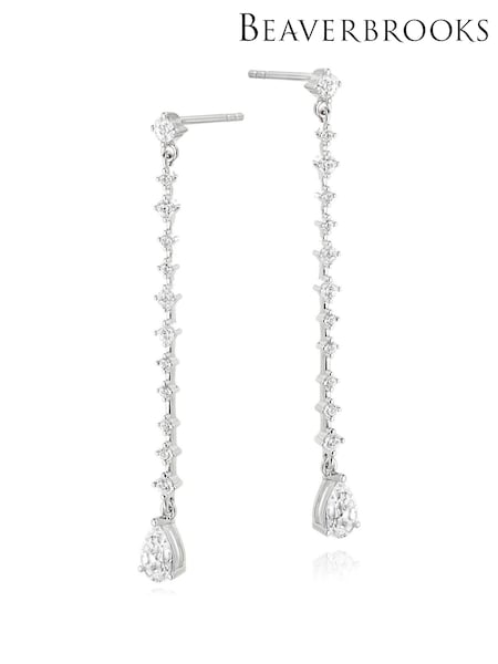 Beaverbrooks Sterling Silver Cubic Zirconia Pear Drop Earrings (647765) | £75