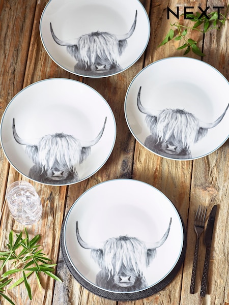 Set of 4 Grey Hamish Dinner Plates (647860) | £20