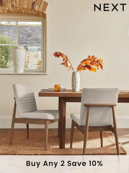 Set of 2 Tweedy Plain Light Natural Atlas Walnut Effect Leg Dining Chairs (648021) | £360