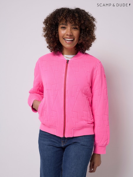 Pink - Scamp & Dude Quilted Fitted Bomber Jacket