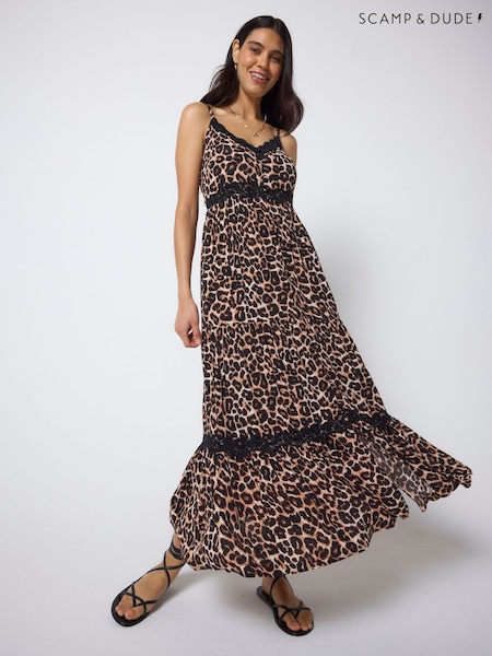 Natural - Scamp & Dude Jaguar Lace Trim Midi Sundress