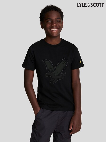 Lyle & Scott Black Boys Large Eagle 100% Cotton T-Shirt (649546) | £14
