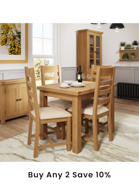 K Interiors Oak Canterbury Solid Wood 1m Butterfly Extending Table (650142) | £480