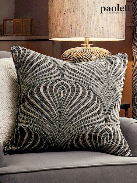 Riva Paoletti Black Gatsby Jacquard Cushion (650303) | £34