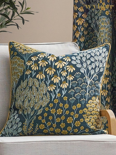 Wylder Blue Saffron Ophelia Floral Jacquard Cushion (650321) | £28